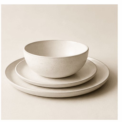 Linen White Bowl and Plate Set