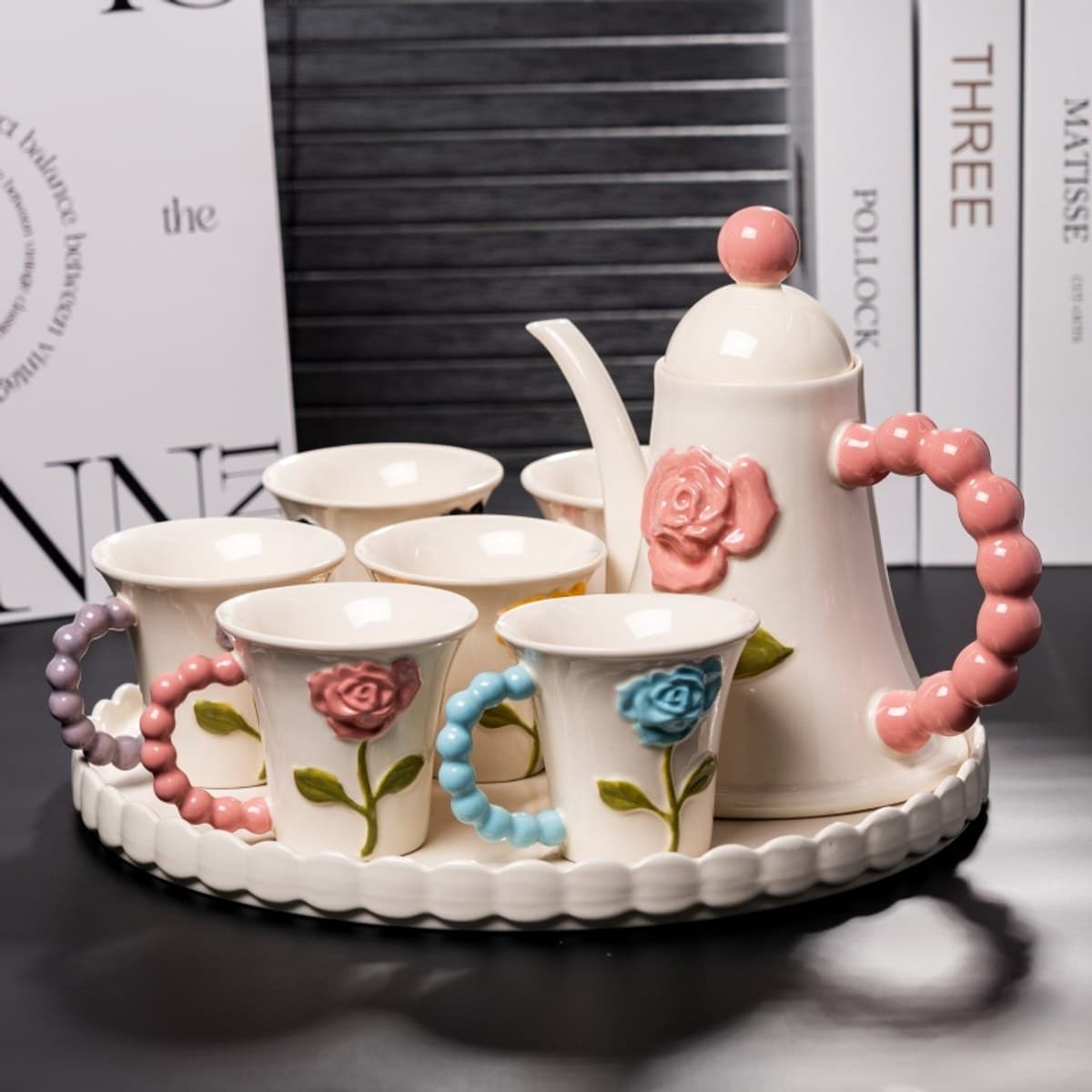 Embossed Ceramic Drinkware Set