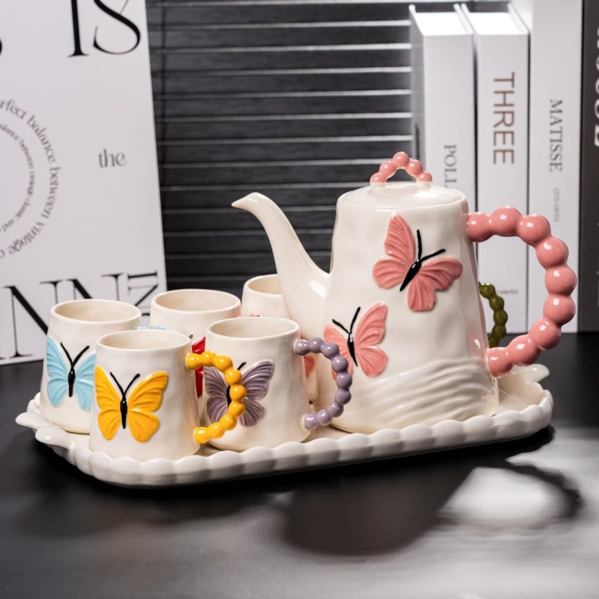 Embossed Ceramic Drinkware Set alternate view