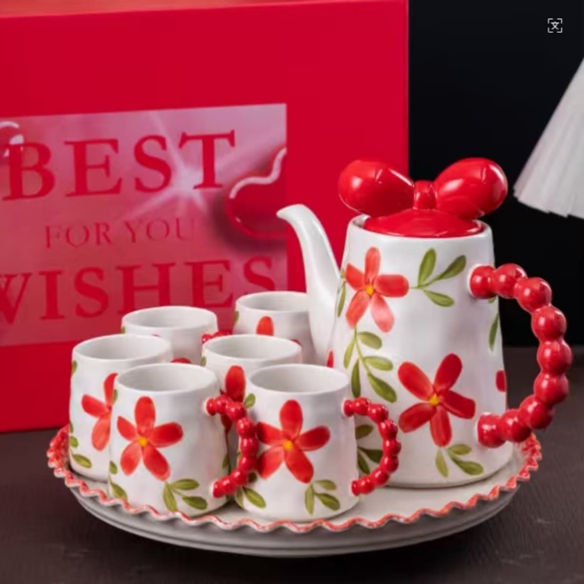 Floral Ceramic Drinkware Set detail 2