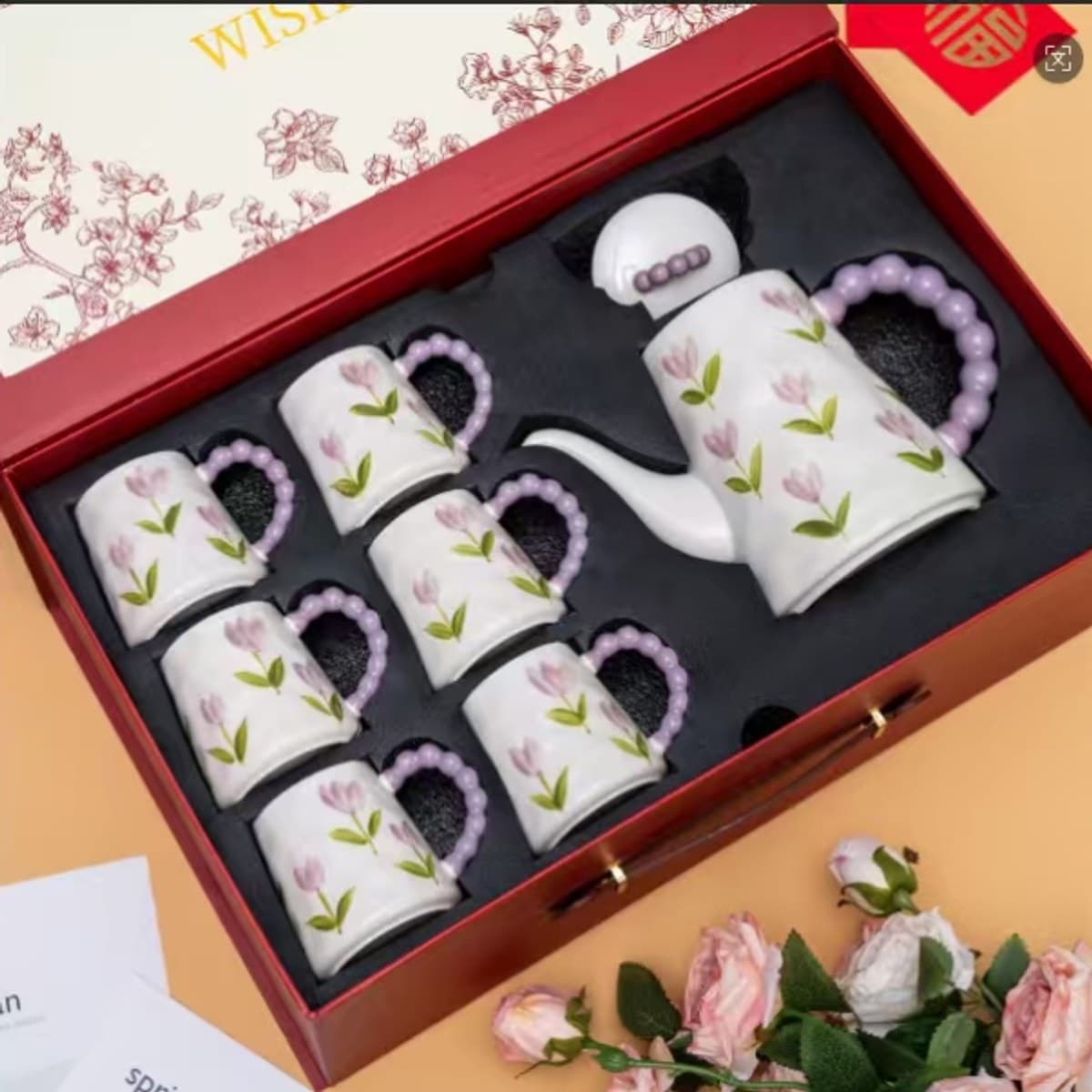 Floral Ceramic Drinkware Set alternate view