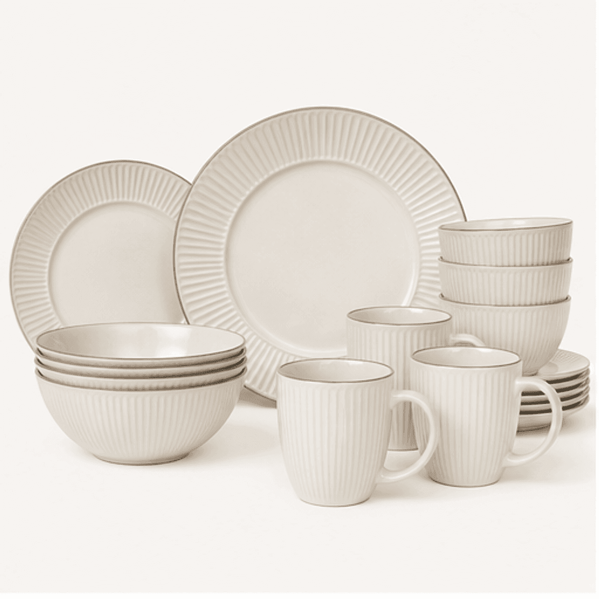 Fluted Ivory Ceramic Dinnerware Set